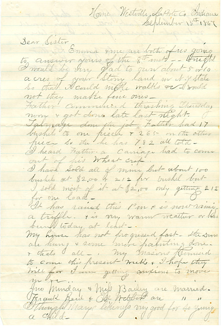 Cathcart Letter : September 13, 1867