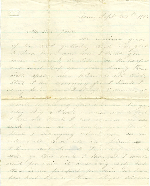 Cathcart Letter : September 29, 1867