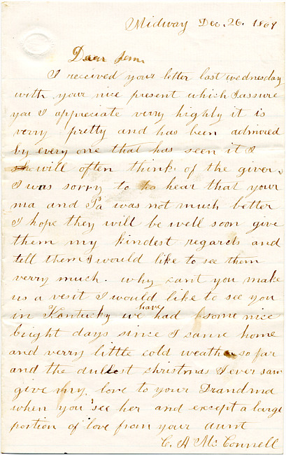 Cathcart Letter : December 26, 1868