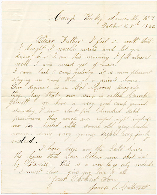 Cathcart Letter : October 28, 1862