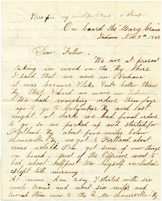 Cathcart Letter : November 9, 1862