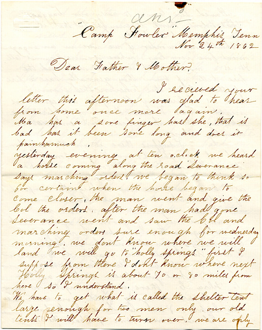 Cathcart Letter : November 24, 1862