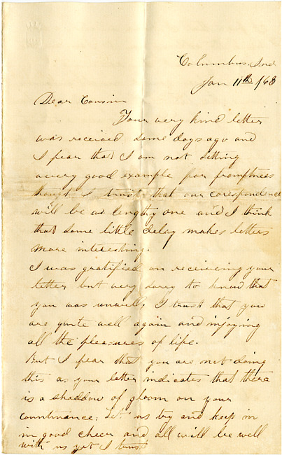 Cathcart Letter : January 11, 1863