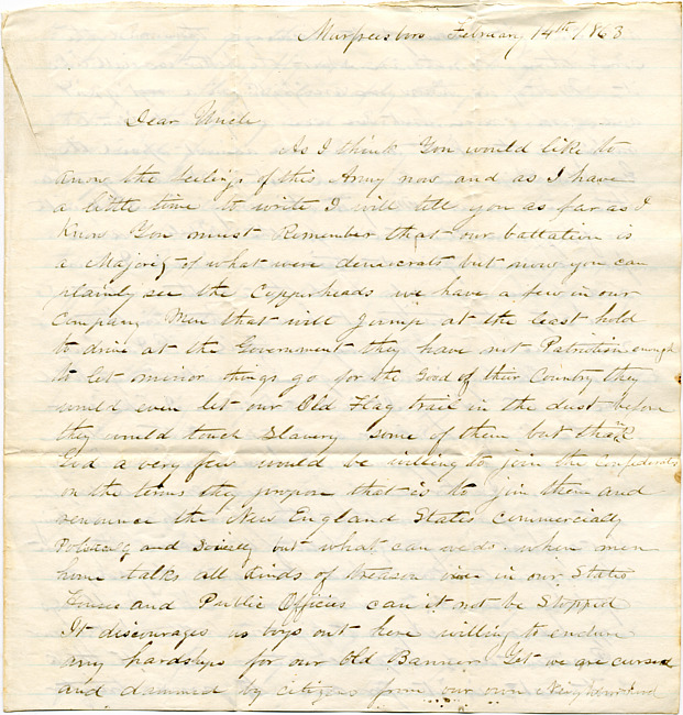 Cathcart Letter : February 14, 1863