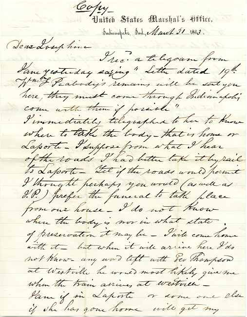 Cathcart Letter : March 31, 1863