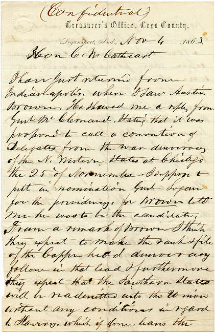 Cathcart Letter : November 6, 1863