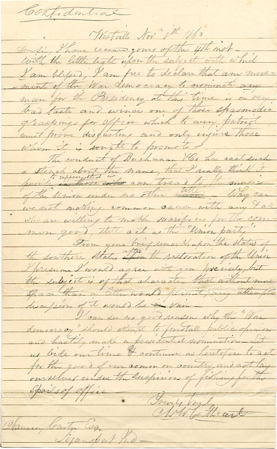 Cathcart Letter : November 8, 1863