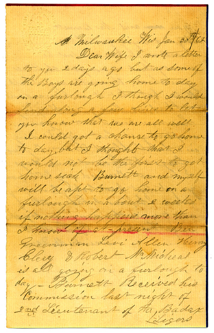 Thomas J. Davis Letter : January 30, 1862