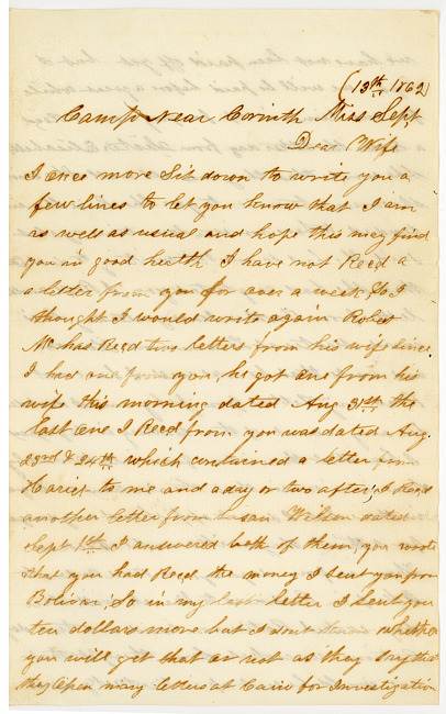 Thomas J. Davis Letter : September 13, 1862