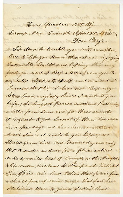 Thomas J. Davis Letter : September 23, 1862