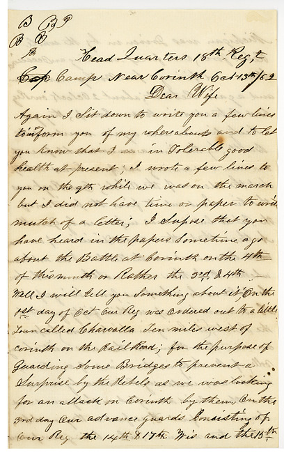 Thomas J. Davis Letter : October 13, 1862