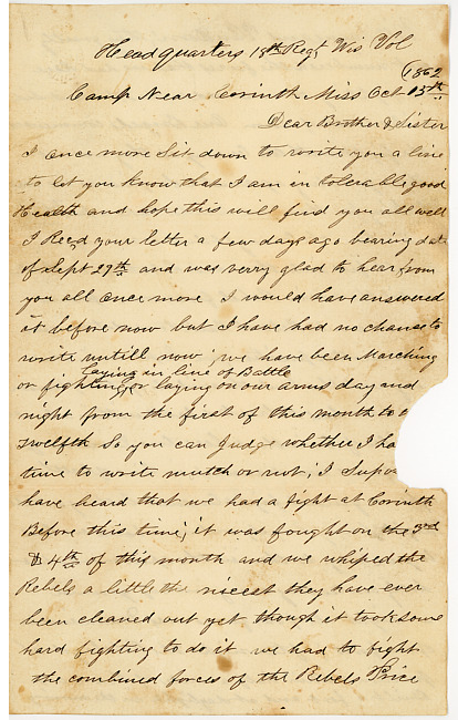 Thomas J. Davis Letter : October 13, 1862