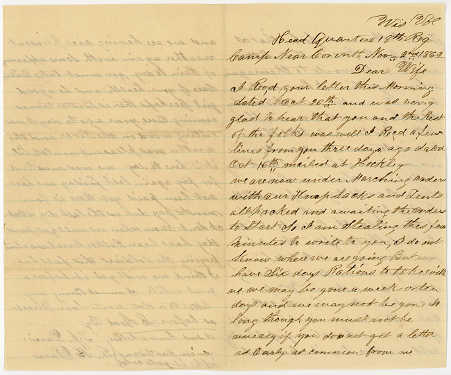 Thomas J. Davis Letter : November 2, 1862