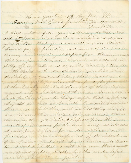 Thomas J. Davis Letter : November 12, 1862