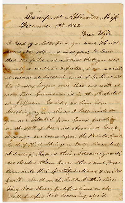 Thomas J. Davis Letter : December 5, 1862