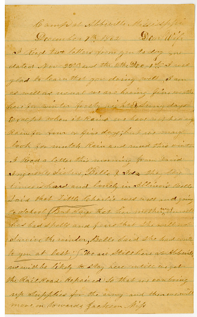 Thomas J. Davis Letter : December 9, 1862