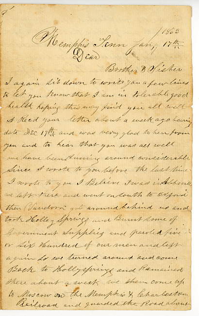 Thomas J. Davis Letter : January 17, 1863