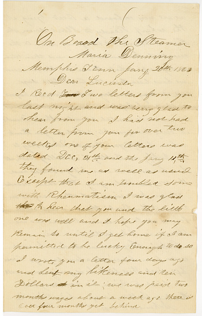 Thomas J. Davis Letter : January 20, 1863