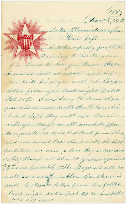 Thomas J. Davis Letter : March 14, 1863