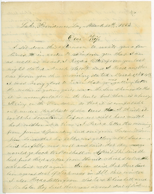 Thomas J. Davis Letter : March 20, 1863