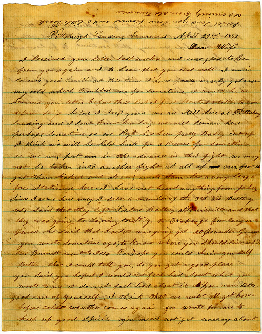 Thomas J. Davis Letter : April 22, 1862