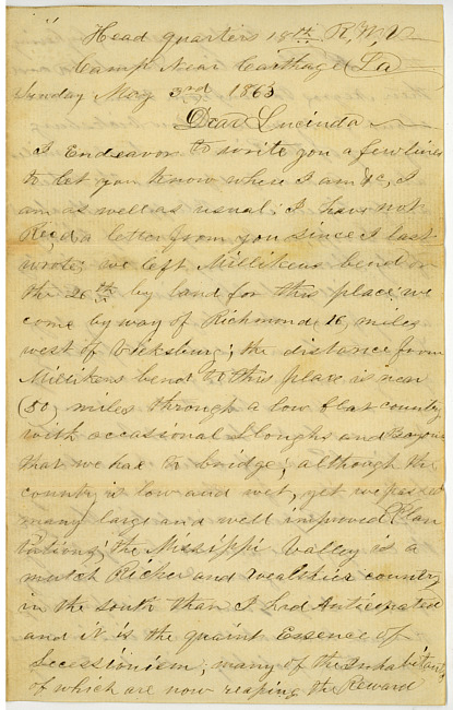 Thomas J. Davis Letter : May 3, 1863