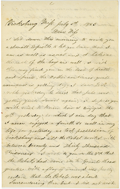 Thomas J. Davis Letter : July 5, 1863