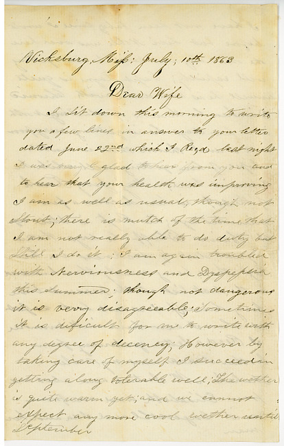 Thomas J. Davis Letter : July 10, 1863