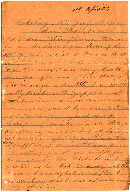 Thomas J. Davis Letter : July 10, 1863