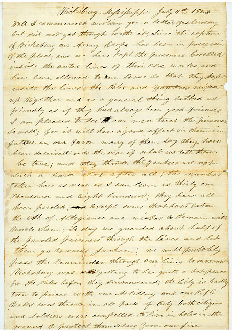 Thomas J. Davis Letter : July 11, 1863