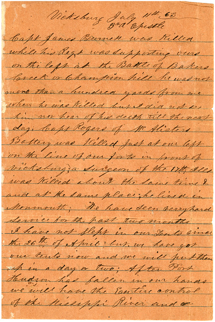 Thomas J. Davis Letter : July 11, 1863