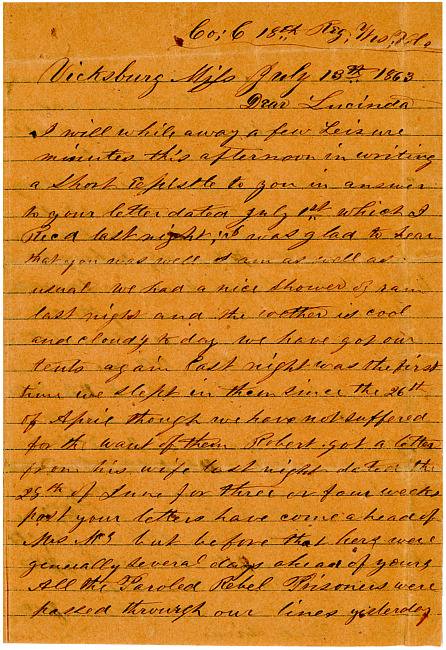 Thomas J. Davis Letter : July 13, 1863