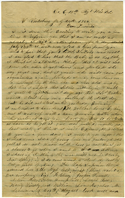 Thomas J. Davis Letter : July 24, 1863