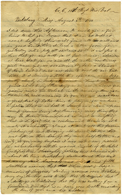 Thomas J. Davis Letter : August 6, 1863