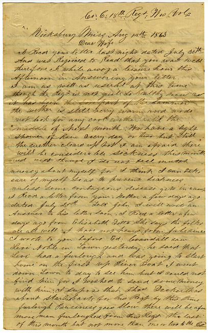 Thomas J. Davis Letter : August 14, 1863