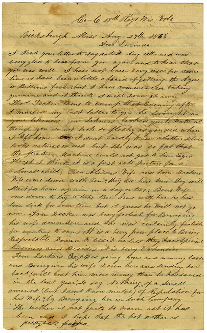 Thomas J. Davis Letter : August 27, 1863