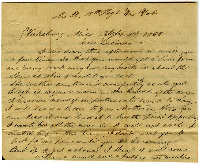 Thomas J. Davis Letter : September 1, 1863