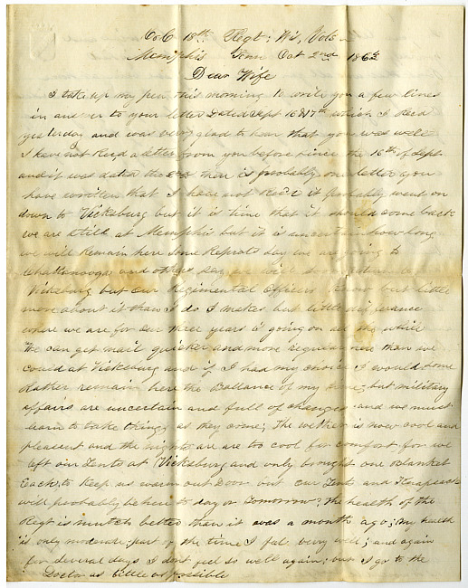 Thomas J. Davis Letter : October 2, 1863