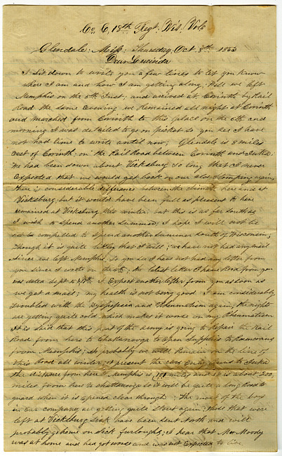Thomas J. Davis Letter : October 8, 1863