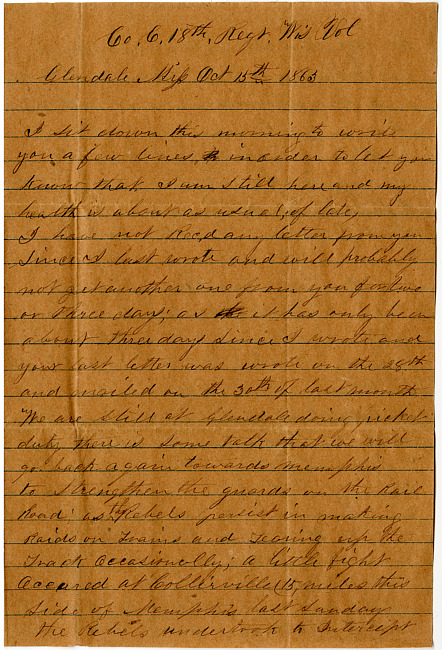 Thomas J. Davis Letter : October 15, 1863