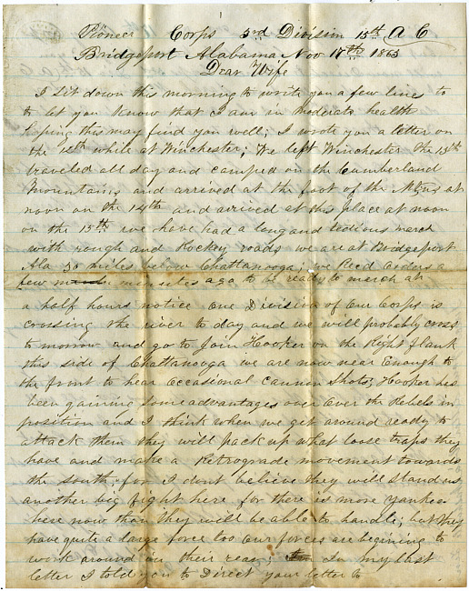 Thomas J. Davis Letter : November 17, 1863