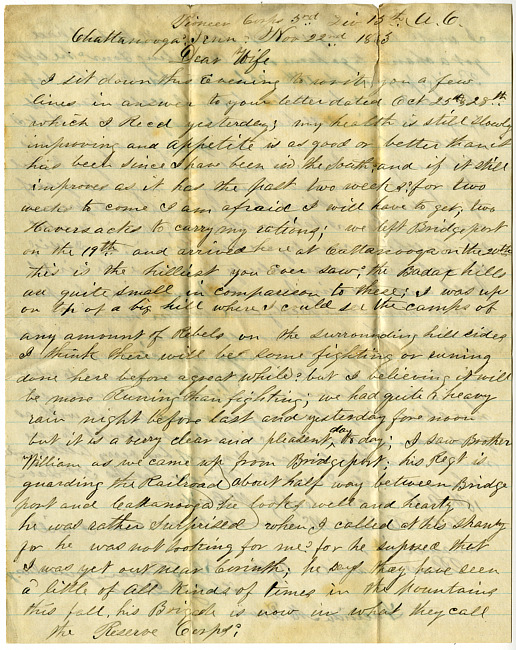 Thomas J. Davis Letter : November 22, 1863