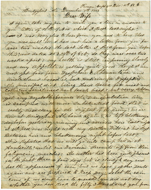 Thomas J. Davis Letter : December 5, 1863