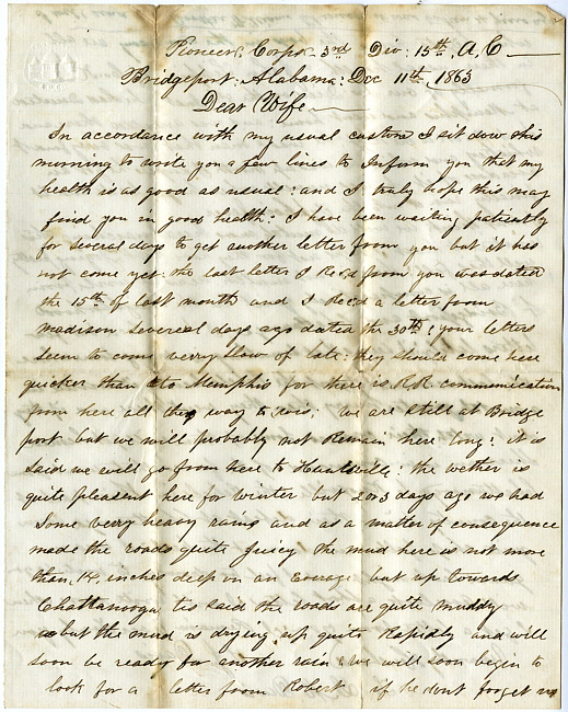Thomas J. Davis Letter : December 11, 1863