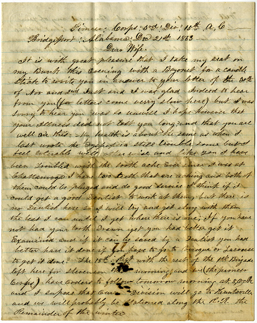 Thomas J. Davis Letter : December 21, 1863