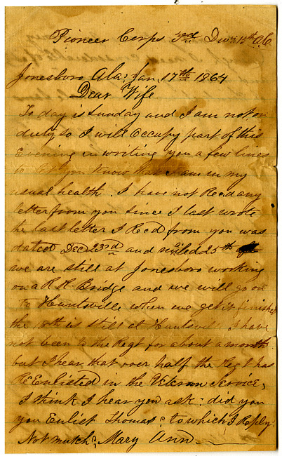 Thomas J. Davis Letter : January 17, 1864