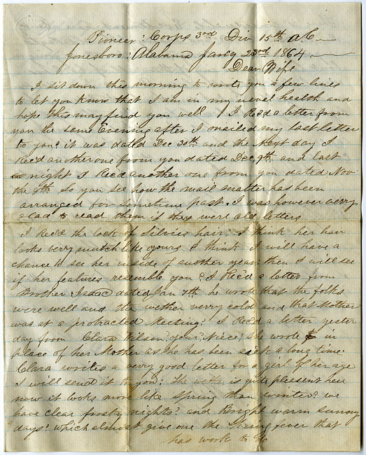 Thomas J. Davis Letter : January 23, 1864