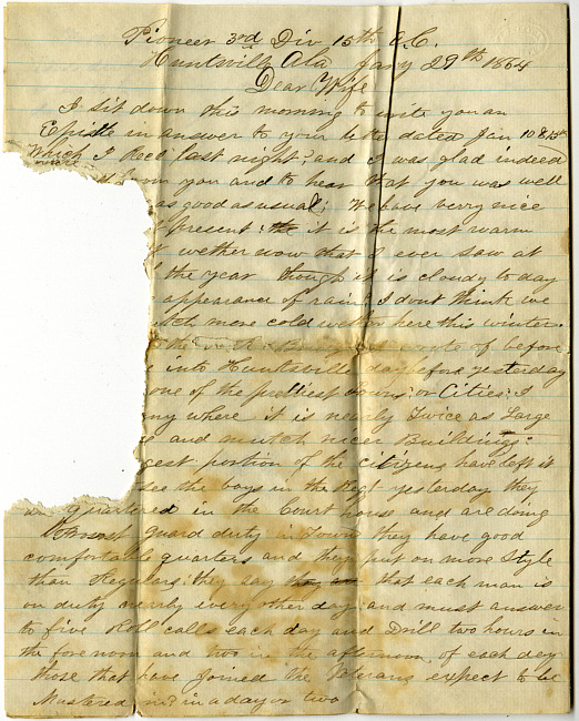 Thomas J. Davis Letter : January 29, 1864