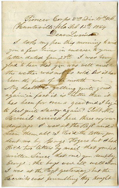 Thomas J. Davis Letter : February 12, 1864