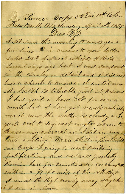 Thomas J. Davis Letter : April 10, 1864